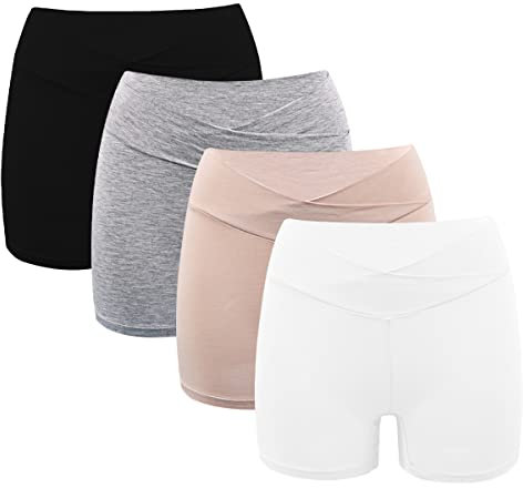 ACMEDE Culottes Maternité Lot de 4 Culotte de Sécurité de Grossesse Culotte Maternite Enceintes Briefs Femme sous-vêtements Taille Basse en U Knickers pour Robe et Enceinte 45-90KG