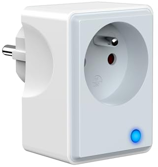 UCOMEN Prise Connectées (FR),Prise WiFi Intelligentes avec Mesure de Consommation Électrique, Prise Programmable Compatible avec Alexa, Google Home, Smart Life APP, 16A 3680W, gris et blanc,1 pack