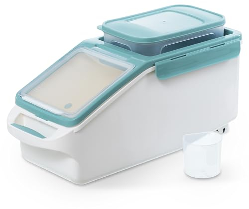 Citylife (7.8+1.8L Pet Food Storage Container with sealing box, Airtight, BPA-Free, Top Flip, Dog Food Containers With Wheels & Measuring Cup for Flour, Beans, Cereal, Nuts