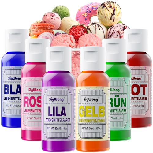 Lebensmittelfarbe - 6x30ml Flüssige Lebensmittelfarbe, Essbare Backzubehör für Tortendeko, Ostereier, Urlaubskekse - Hochkonzentrierte Lebensmittelfarbstoff für Kochen und Airbrush - Vegan