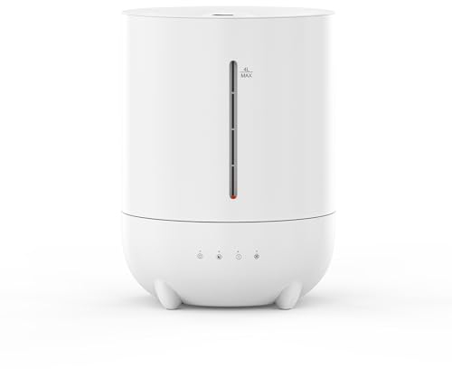 Luftbefeuchter, 4L Luftbefeuchter Schlafzimmer kinderzimmer,28dB leise mit 360°Drehbare Düse Top-Fill,Timer,Zweiten Gang Nebelmenge,Auto Abschaltung,BPA-Frei, Leicht zu Reinigender Weiß Humidifier
