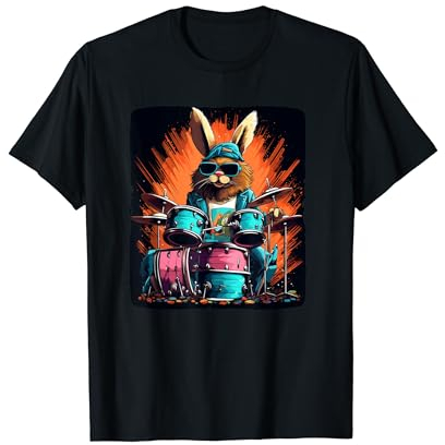 Coole Sonnenbrille Osterhase mit Trommeln Kostüm T-Shirt