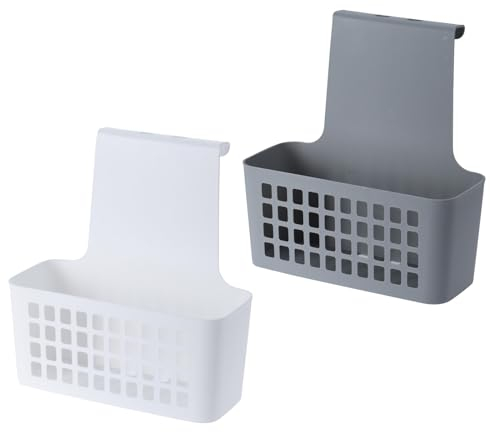 HAC24 2er Set Hängekorb Weiß und Grau Kunststoff Aufbewahrungskorb Bad Küche Organizer Aufbewahrung Einhängekorb