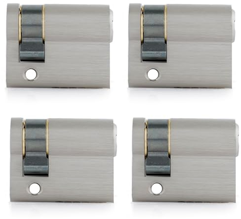 GERCAR Pro Profil-Zylinder 30/10 Halbzylinder gleichschließend 4er Set - Schließzylinder aus Messing matt - inkl. 20 Schlüssel - Garagentor - Länge: 40 mm, A:30 B:10-4x