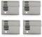 GERCAR Pro Lot de 4 cylindres de serrure, à profil identique, double cylindre, en laiton mat, avec 20 clés, pour porte de garage, longueur : 40 mm, A : 30 B : 10 - 4 x