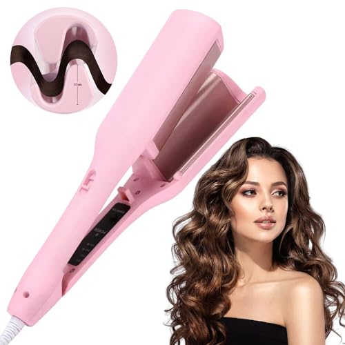 HOVCEH Welleneisen für Haare, Lockenstab Große Locken 32mm, Französischer WellenLockenstab, V Förmiger Lockenstab, Mermaid Hair Waver 32mm, Beach WavesLockenstab 160°C und 220°C, Sofortiges Wellen