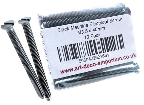 Electrical Machine Screws M3.5mm x 40mm for Switches or Sockets in Black Nickel Finish 10 Pack
