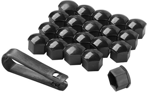LeaHy 20 Stück Auto Radschrauben Kappen Für Kia Cerato Sedan, Universal Sechskant Radbolzen Staubschutz Mit Demontagewerkzeug Set Autodekoration Zubehör,B/Black-17mm