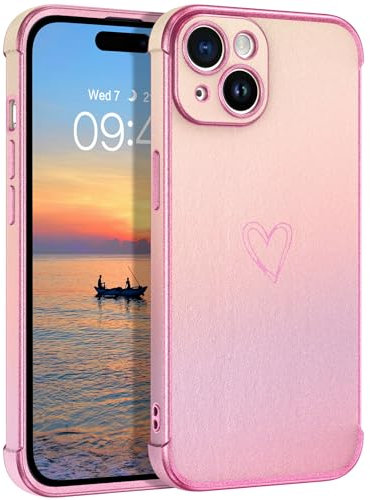 DUEDUE für iPhone 15 Hülle, Hülle iPhone 15 Handyhülle Silikon Stoßfeste Schutzhülle Soft Silikon TPU für iPhone 15 Hülle 6.1 Farbverlauf Rosa