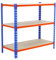 PROREGAL Schwerlastregal Baby MULI | HxBxT 90x120x50cm | 3 Fachböden | Fachlast 200kg | Blau-Orange | Lagerregal Kellerregal Werkstattregal