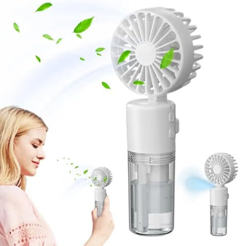 Ventilateur à main avec brume d'eau, ventilateur de brume portable, ventilateur de monsieur réglable à 4 vitesses, ventilateur à eau pliable à 180 ° avec réservoir d'eau, ventilateur manuel rechargea