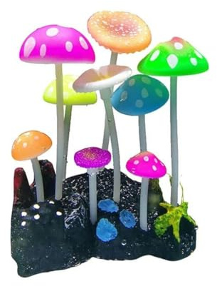KJJMN Acuario Fluorescente Seta Pecera Simulación Decoración Planta De Agua Decoración Luminosa Artificial Ventosa Inferior-Setas
