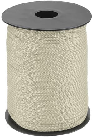 QUARKZMAN 3mm Corde Tressée en Polypropylène, 100M Corde en Nylon Creuse pour Corde à Linge, Camping, Randonnée, Extérieur, Gris Camel