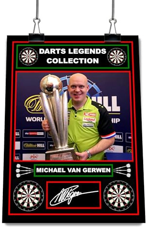 Darts Legends Collection: Michael van Gerwen, Dart Champion, vorgedrucktes Autogramm, signierter Druck, Dartspieler, Fan-Kunst, A4-Druck