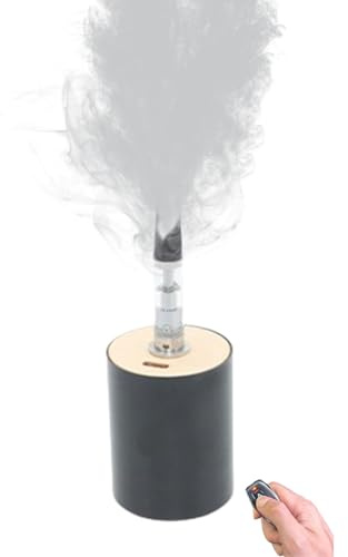 Tragbare Nebelmaschine, Nebelmaschine für den Außenbereich batteriebetrieben mit kabelloser Fernbedienung für DJ Party Disco Wedding Halloween, Geschenk (Schwarz Rund)