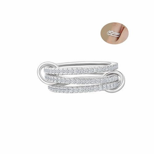 Halora S925 Sterling Silber Ringe Frauen, Zirkonia Ring Set Silberring Fingerring Damen Rings Geschenke Größe 62