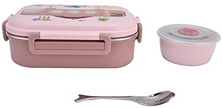 shenruifa Isolierte Lunchbox, Lunchbox aus Edelstahl, Versiegelte und Isolierte Lunchbox, Auslaufsichere Cartoon-Lunchbox für Kinder und Erwachsene (Rose)