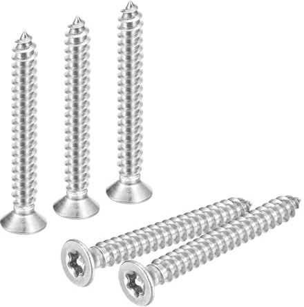 sourcing map Flach-Senkkopf-Torx-Schrauben, 60 Stück, M3 x 30 mm, 304 Edelstahl, manipulationssicher, mit Bit T10, selbstschneidende Diebstahlsicherung für Holz, mechanische Industrie (Silber)