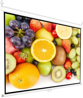 Aqkgtj Pantalla de proyector retráctil portátil de 100 Pulgadas, Tela proyector Enrollable Manual HD 16:9 para Cine en casa, Oficina