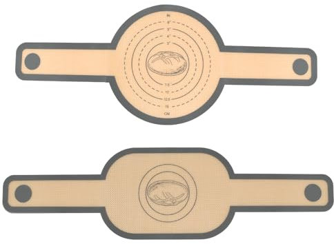 Marjoramy 2 Pieces Silicone Baking Mat with Long Handles, Silicone Bread Sling for Dutch Oven, Bread Mat for Baking, Non Stick Sourdough Sling, Reusable Baking Sling, Baking Mat, Round+Oval