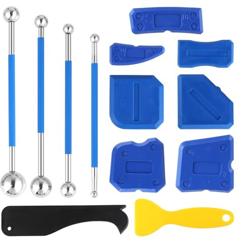 13 Stück Silikonfugen Abzieher, 9 Stk Fugenglätter Silikon und 4 Stk Metallkugel Abzieher, Silikonfugen Abzieher, Silikon Fugenglätter für Badezimmer, Küchenfliesen