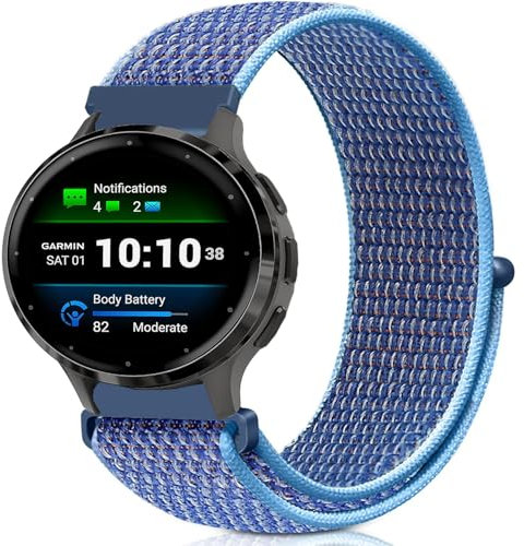 VELULYX Nylon Sportarmband kompatibel mit Garmin Venu 2S/Venu 3S/Vivomove 3S/Vivoactive 4S, 18 mm elastisches Armband für Fossil Gen 6/5E/3/4/Withings Steel HR 36 mm/ScanWatch 2 38 mm