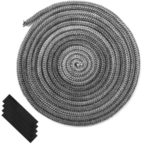 Storystore Ofenrohr Dichtung, 4m x 6mm Ofendichtschnur Dichtschnur für Kaminofen Feuerfeste Glasfaserschnur, Ofendichtband Ofen Dichtschnur Rohrisolation für Viele Kamin Smoker Ofenkaminofen Modelle