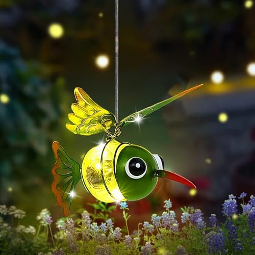 Yarteim Kolibri Deko Solarleuchte Außen Gartendeko Lichterketten,Hängende Lampen Solar Lichter,Solardeko Kolibri Aussen Garten Deko Solarlampen für Außen Gartenleuchten,Terrasse,Balkon