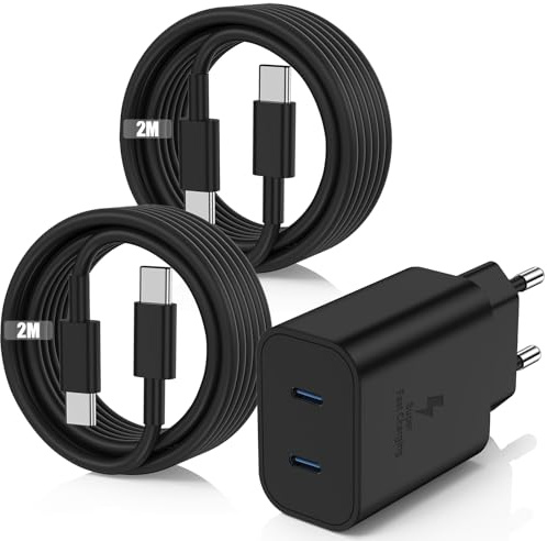 45W USB C Ladegerät Schnellladegerät für Galaxy S25 S24 S23 S22 S21 Ultra,Usb C Schnellladekabel 2M+2M mit Netzteil Ladegerät Adapter Fast Charger für S10 S9 S8 A55 A54 A53 5g/Tab S8/iPhone 16