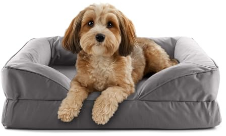 Lumaland orthopädisches Hundebett Outdoor & Indoor | ergonomisches Hundesofa 70x60 cm - ideal für kleine Hunde | Boden rutschfest | Füllung und Bezug waschbar | Hundekörbchen wasserfest