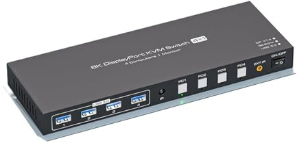 8K Displayport KVM-Switch 1 Monitore 4 Computer 4K 144 Hz 4x1 DP USB 3.0 Nahtlose Umschaltung