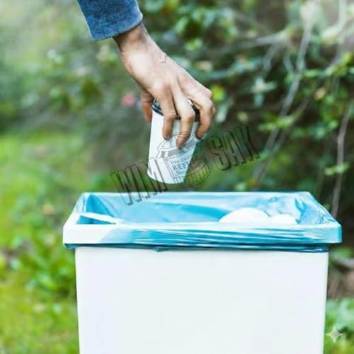 Wim Sak Bin Bags Bin Liners 40L Sky Blue Swing Bin Liners – 500 Medium Duty Refuse Bags, 20 Rolls x 25 Bags, Leak-Resistant Recycled Plastic Bin Bags for Office & Home
