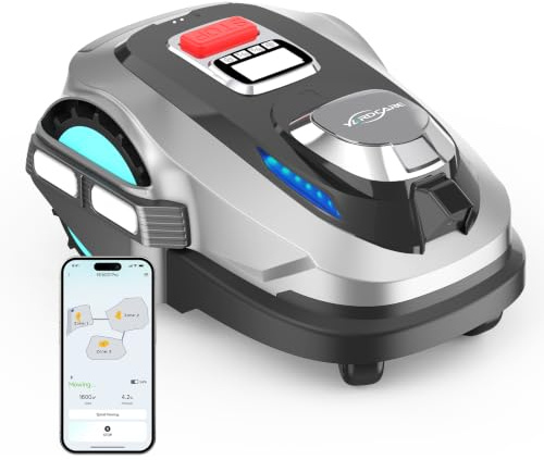 YARDCARE N1600PRO Robot Tagliaerba Senza Filo Perimetrale, fino a 1600 m², Navigazione RTK con Riconoscimento 3D dell’Ambiente, Rilevamento di oltre 300 Ostacoli, Controllo tramite App