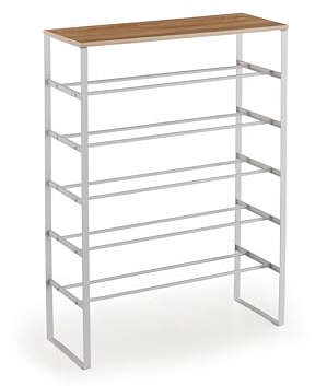 xonox.home – Schuhregal 66x90x25 cm in Weiß und Artisan Eiche Nachbildung – Flurmöbel mit 6 stabilen Ablagefächern für ca. 24 Paar Schuhe – Modernes, stilvolles und vielseitiges Stauraum-Möbelstück