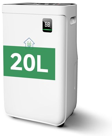 Alphaappliance Luftentfeuchter 20 Liter/Tag für Räume von ca. 50 ㎡(120 m³) | Leiser Raumentfeuchter mit Touchpanel, 6,4L Wassertank und 24H Timer, für Schlafzimmer Bad Keller