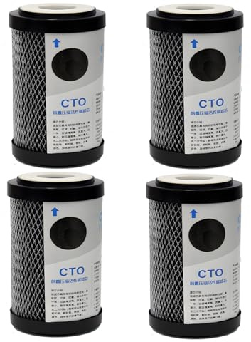 2,5 x 5 Zoll Aktivkohle-CTO-Block-Wasserfilter, Ersatz für RO, Wohnmobil, ganzes Haus, passt in jedes 5-Zoll-Gehäuse (4er-Pack)
