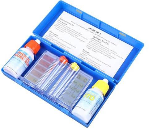 GALPADA Kit de Test de L'eau de Piscine et Spa, Réactifs Liquides Bleus Compacts, Pratique à Transporter pour Analyse Précise du Ph et Entretien de L'eau