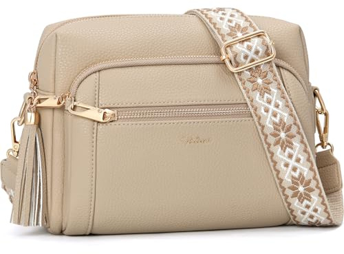 HILAEX Umhängetasche Damen Anti Diebstahl, Handtasche Damen Mittelgroß | mit 4 Fächern, mit Verstellbar Abnehmbar Breiter Gurt
