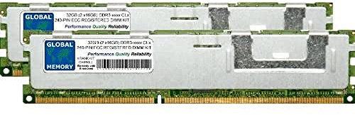 32GB (2 x 16GB) DDR3 800/1066/1333/1600/1866MHz 240-PIN ECC REGISTERED DIMM (RDIMM) MEMORY RAM KIT COMPATIBLE WITH SERVERS/WORKSTATIONS/MOTHERBOARDS (*NOT FOR PCs*) (4 RANK KIT CHIPKILL)