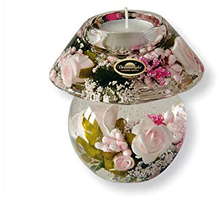 Porta Lanterna Moderno Porta tealight in Vetro con Rose Diametro 11 cm * Esclusivo Artigianato dalla Germania *