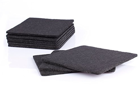Glasuntersetzer 10er Set aus Filz in schwarz (und weitere Farben wählbar) für Tassen, Gläser und Getränker, edel und elegant, 10x10cm quadratisch, waschbar