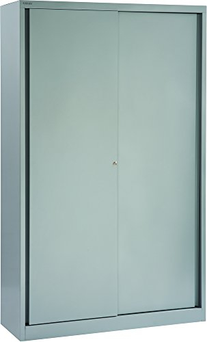 BISLEY Schiebetürenschrank ECO, 4 Fachböden, 5 OH, Metall, 355 Silber, 43 x 120 x 198 cm