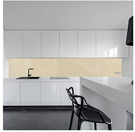 KeraBad Küchenrückwand aus Aluverbund, Spritzschutz Küche, 3mm dick, Elfenbein, 30x180cm