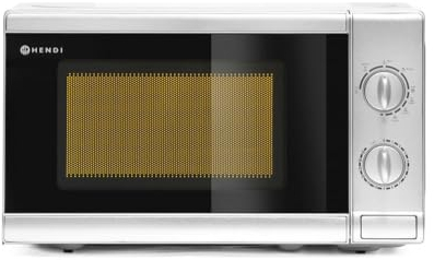 HENDI Mikrowelle mit Grill, Mikrowelle 700W, Grill 1000W, Drehteller ø255mm, mit 2 Reglern separat einstellbar, Eingangsleistung 1050W, 20L, 230V, 440x330(H)359mm, Kammer 304x306x(H)206mm, Edelstahl