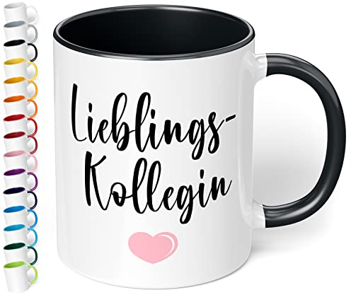True Statements Tasse lieblingskollegin - Kaffee-Tasse mit Spruch - Geschenk für Frau und Freundin, inner black