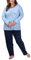 Moonline Plus - Pigiama da Donna Taglie Grandi (Taglie Forti XL - 4XL) con Stampa 'Dreams Come True', Colore:Hell Blau, Größe Textil:48/50