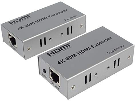 PremiumCord Extender HDMI 4K fino a 60m tramite cavo patch Cat5e/Cat6, cavo LAN, alloggiamento in metallo, compatibile con 4K 2160p UHD, Full HD 1080p 60Hz, 3D