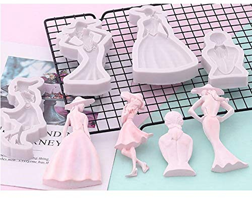 DUBENS 4er Set Mädchen Prinzessin Königin DIY Silikon Form Schokolade Kuchen Fondant Formen Kuchen Dekoration Werkzeuge Küche Backen Zubehör
