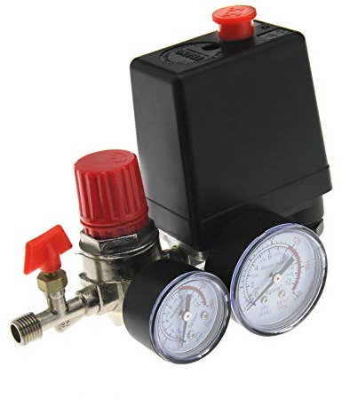 YINETTECH Air Compressor Pressure Valve Switch Control Relief Regulator Gauges 90-120 PSI