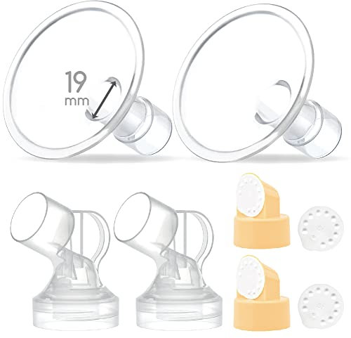Maymom Brand 2 x zweiteiliger kleiner Brustschutz mit Ventil, Membran und Maymom Anschluss, kompatibel mit Medela Milchpumpen Top Hole Version (19 mm)